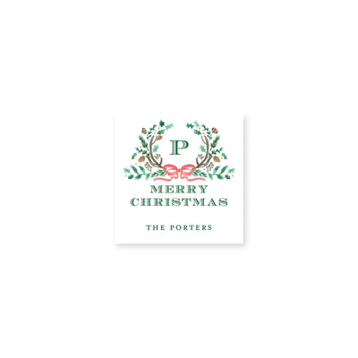 Holly Evergreen Crest Christmas Gift Stickers