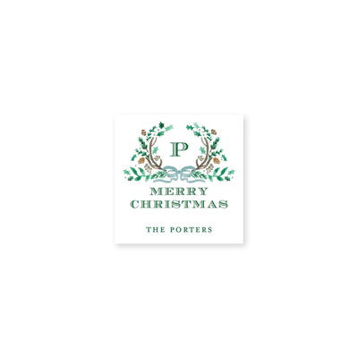 Holly Evergreen Crest Christmas Gift Stickers