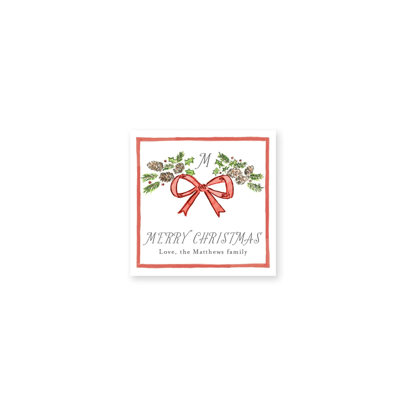 Pinecone Laurel Bow Christmas Stickers