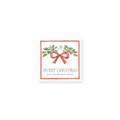 Pinecone Laurel Bow Christmas Stickers