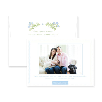 Sweet Watercolor Wreath Horizontal Birth Announcement