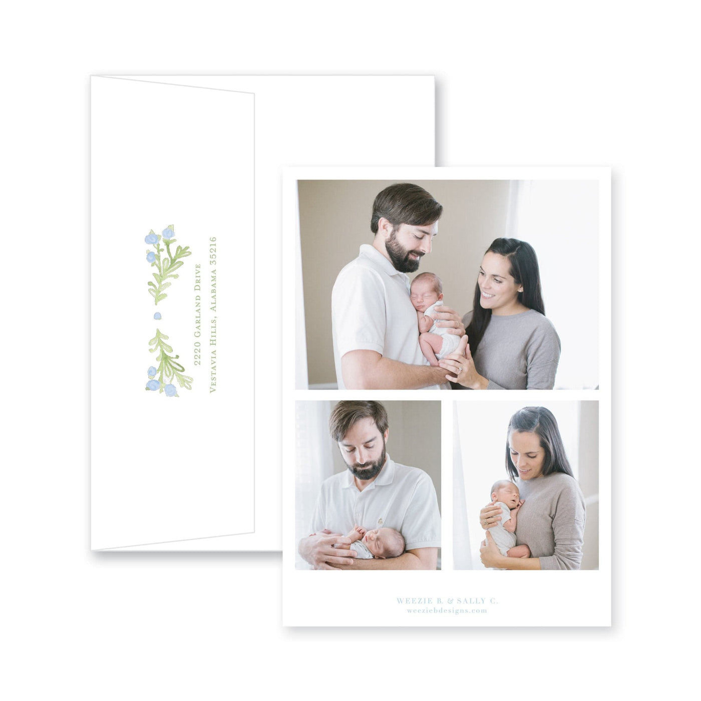 Weezie B. Designs | Sweet Watercolor Wreath Birth Announcement