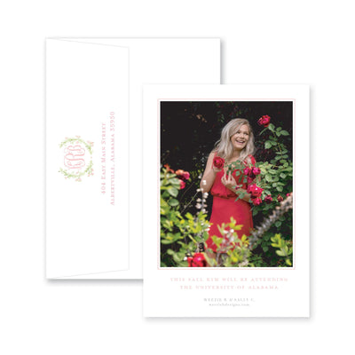 Sweet Watercolor Wreath Vertical Graduation Announcement