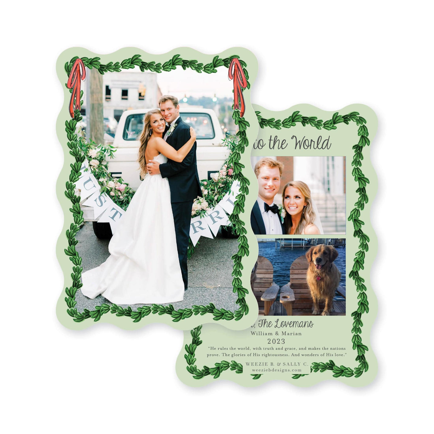 Wavy Boxwood with Bows Full Photo Vertical Christmas
