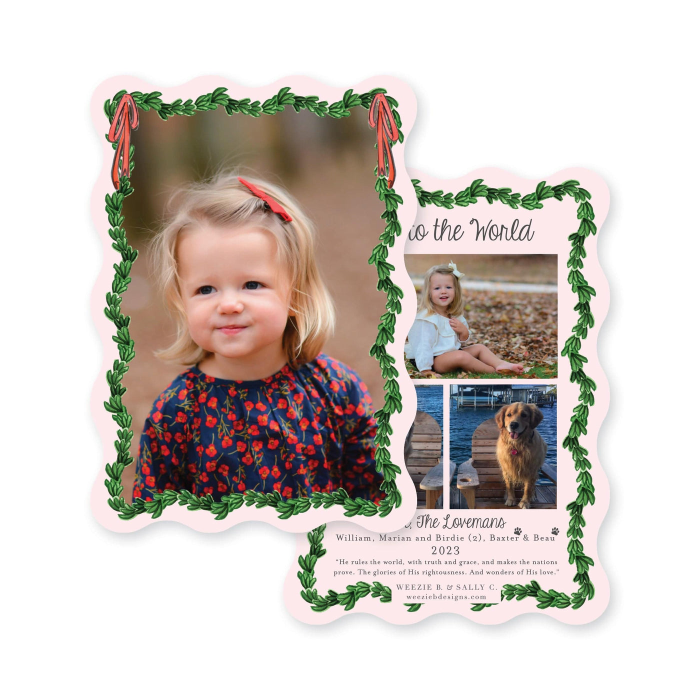 Wavy Boxwood with Bows Full Photo Vertical Christmas