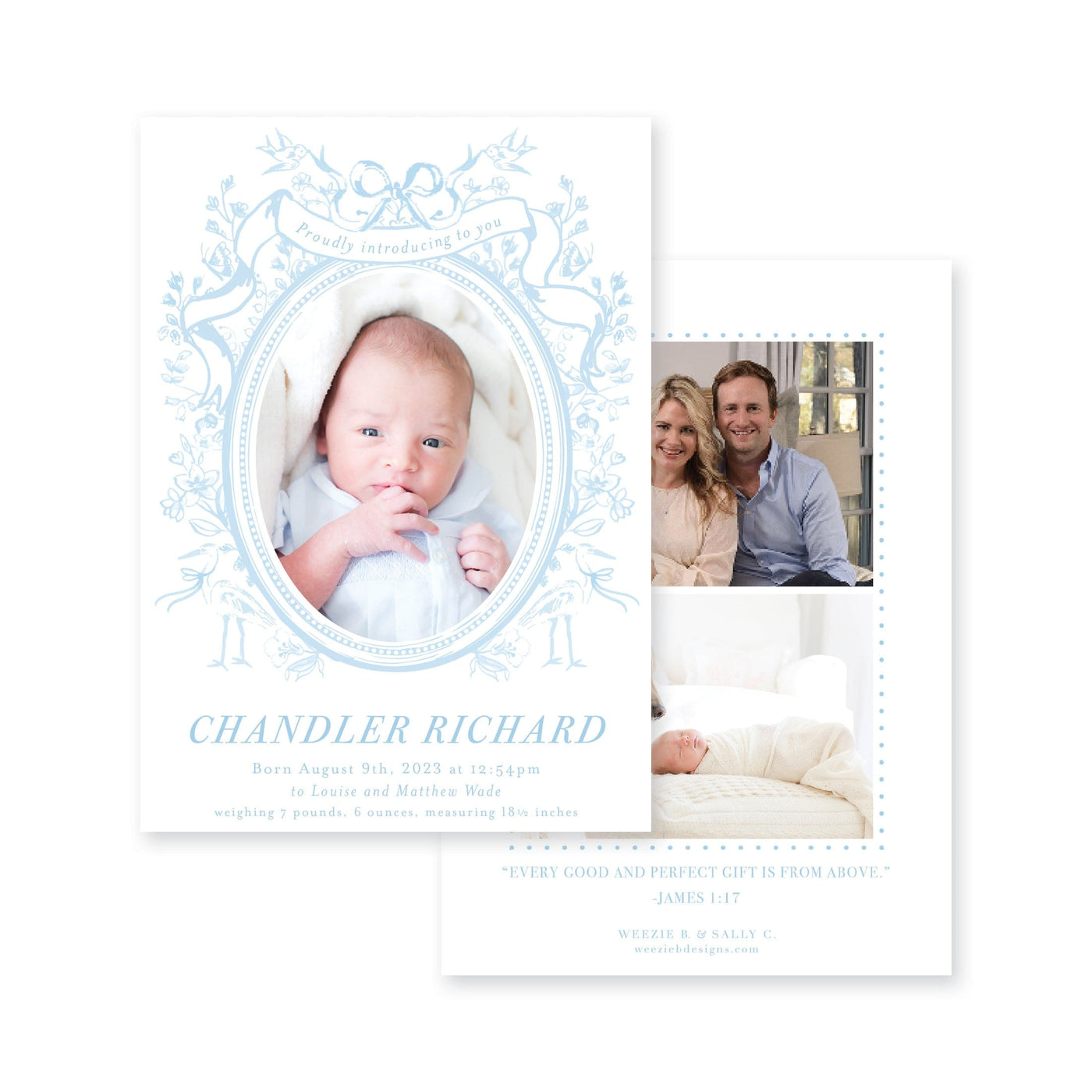 Menagerie Floral Frame Birth Announcement