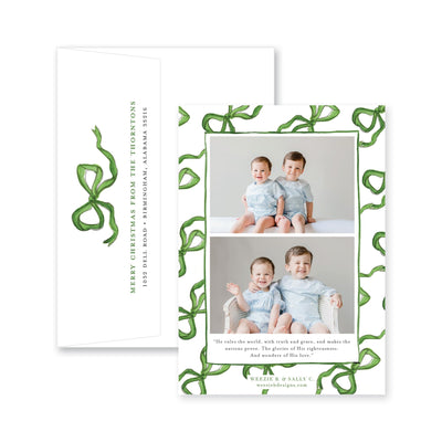 Bouncing Bow Multiphoto Vertical Christmas Card