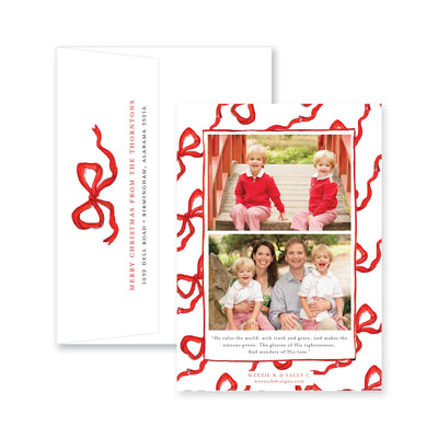 Bouncing Bow Multiphoto Vertical Christmas Card