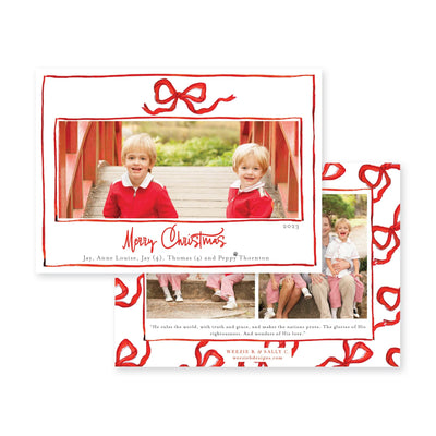 Bouncing Bow Multiphoto Horizontal Christmas Card