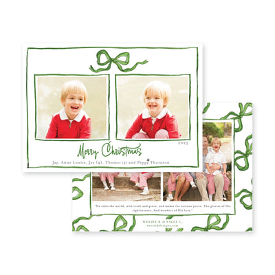 Bouncing Bow Multiphoto Horizontal Christmas Card