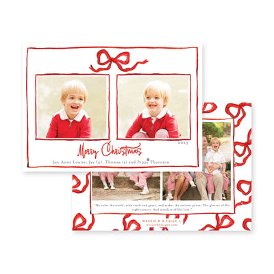 Bouncing Bow Multiphoto Horizontal Christmas Card