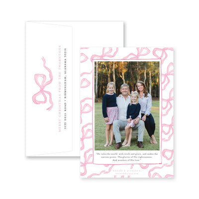 Bouncing Bow Multiphoto Vertical Christmas Card
