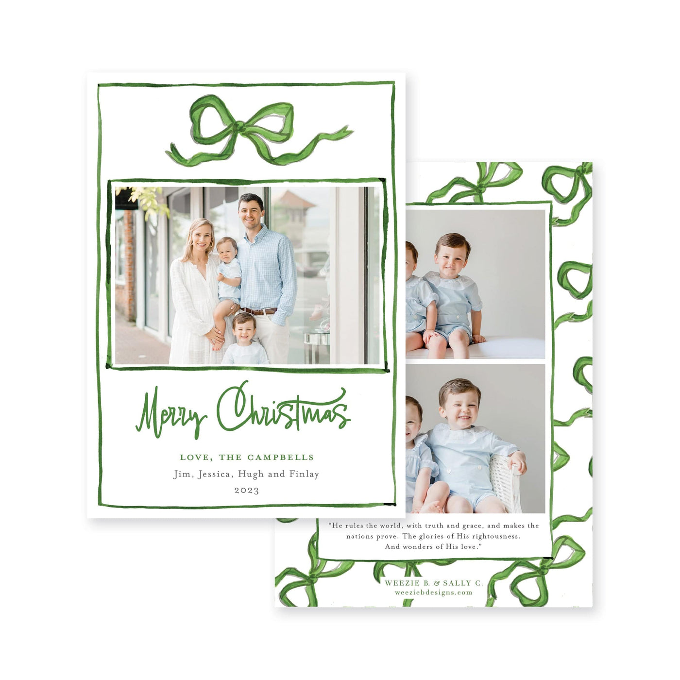 Bouncing Bow Multiphoto Vertical Christmas Card