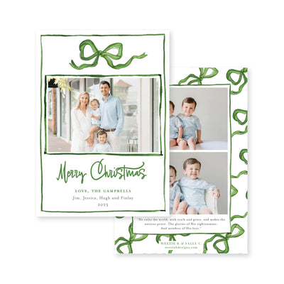 Bouncing Bow Multiphoto Vertical Christmas Card