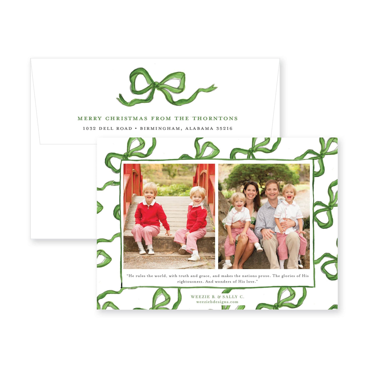 Bouncing Bow Multiphoto Horizontal Christmas Card