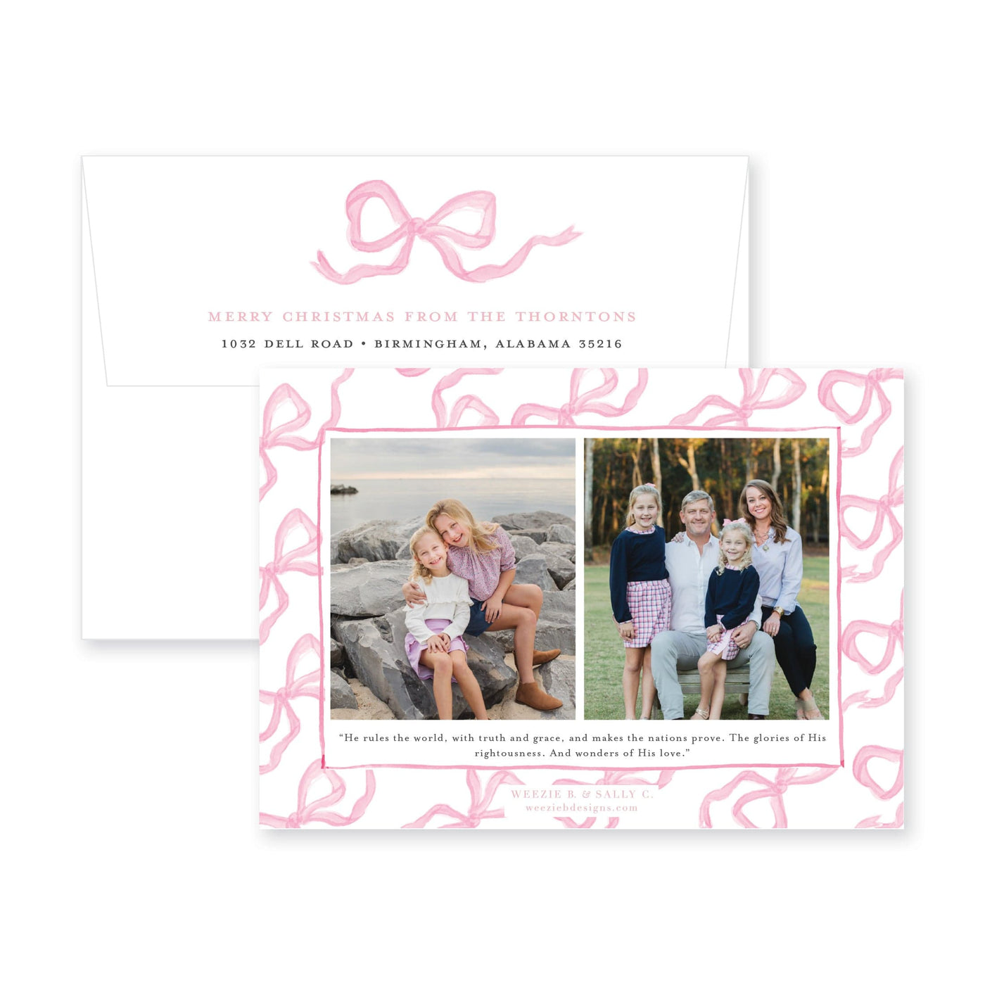 Bouncing Bow Multiphoto Horizontal Christmas Card
