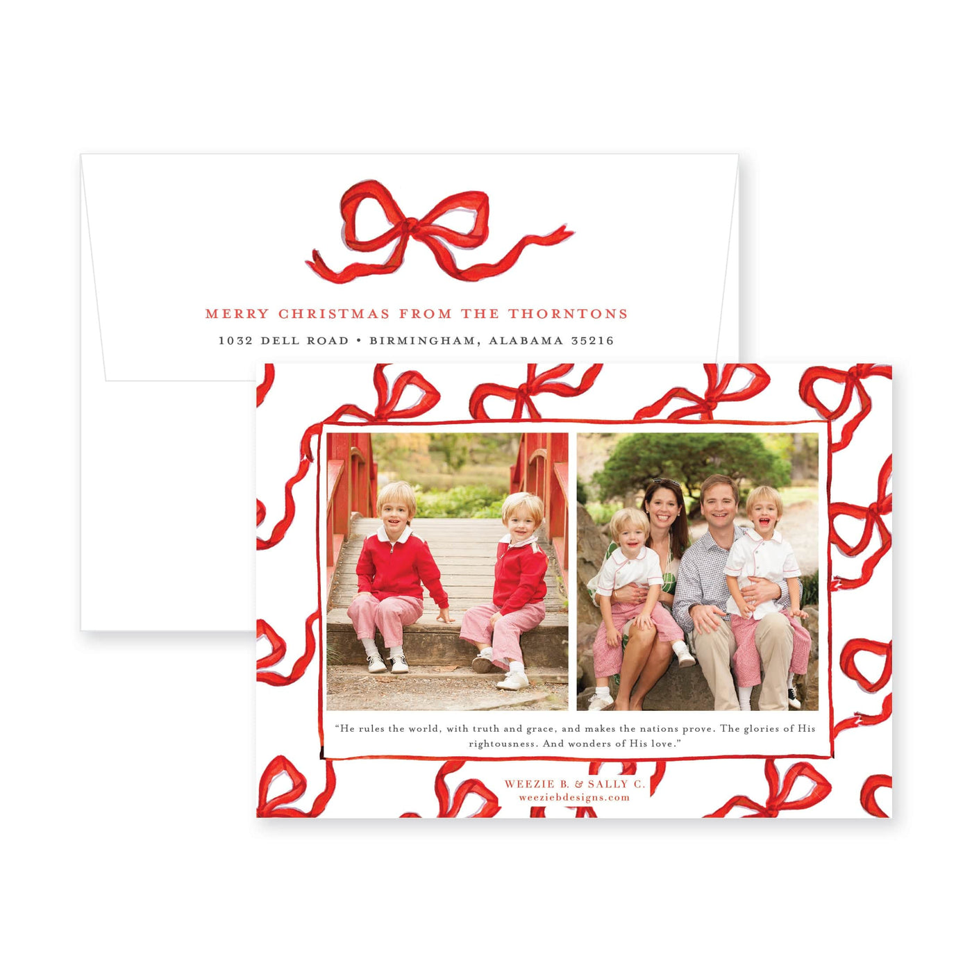 Bouncing Bow Multiphoto Horizontal Christmas Card