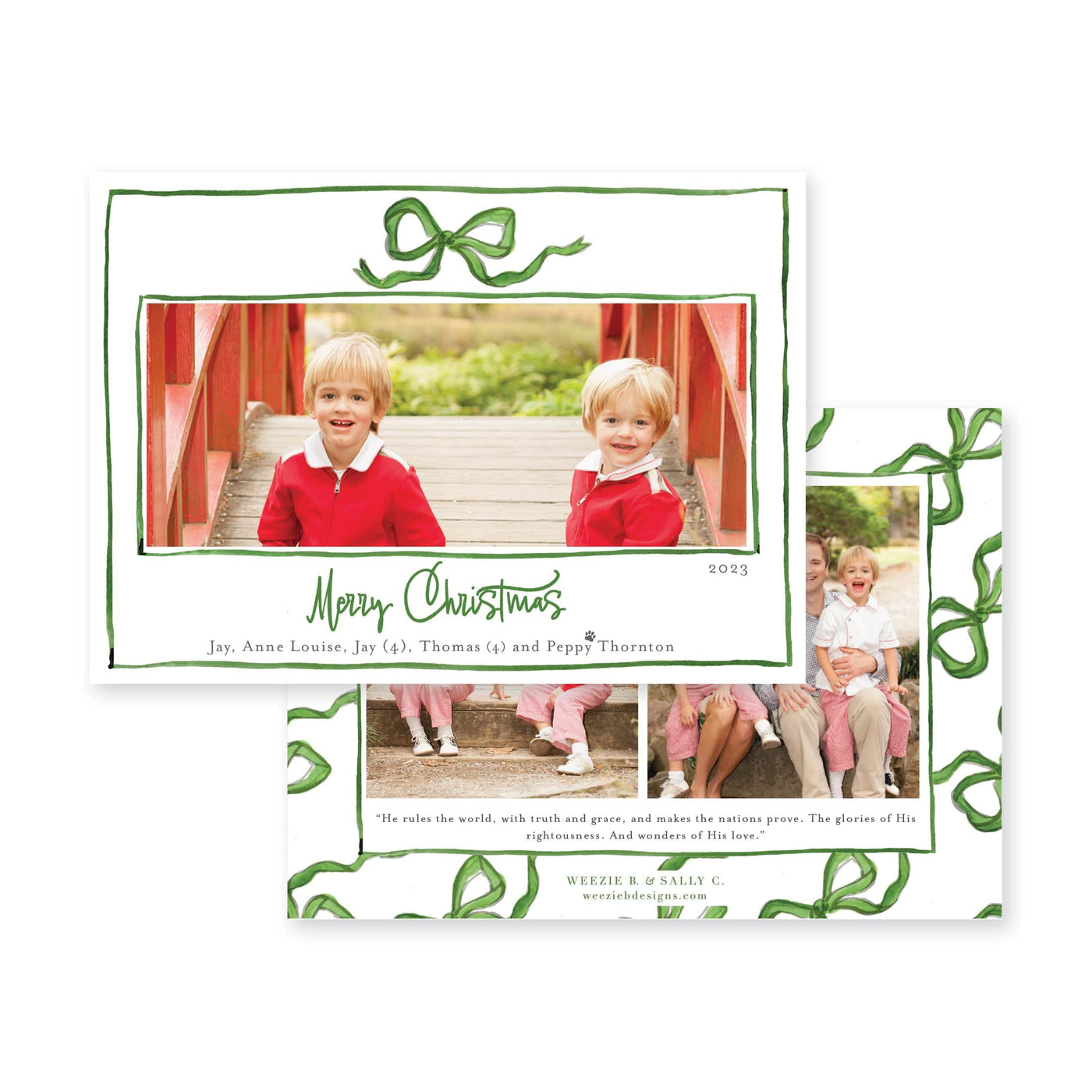 Bouncing Bow Multiphoto Horizontal Christmas Card