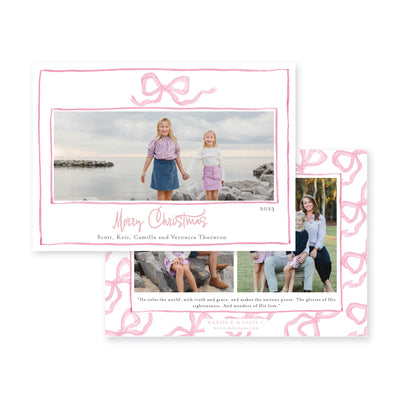 Bouncing Bow Multiphoto Horizontal Christmas Card