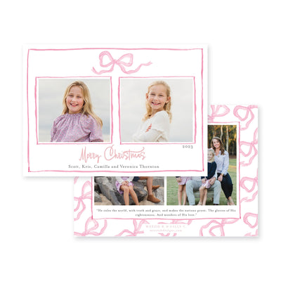 Bouncing Bow Multiphoto Horizontal Christmas Card