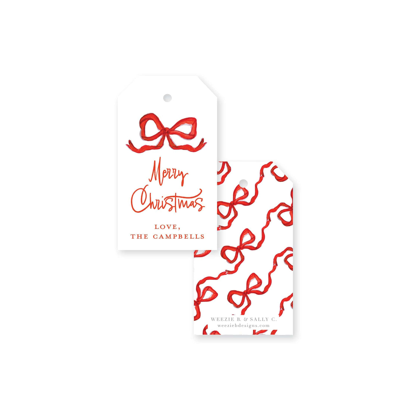 Bouncing Bows Christmas Gift Tag