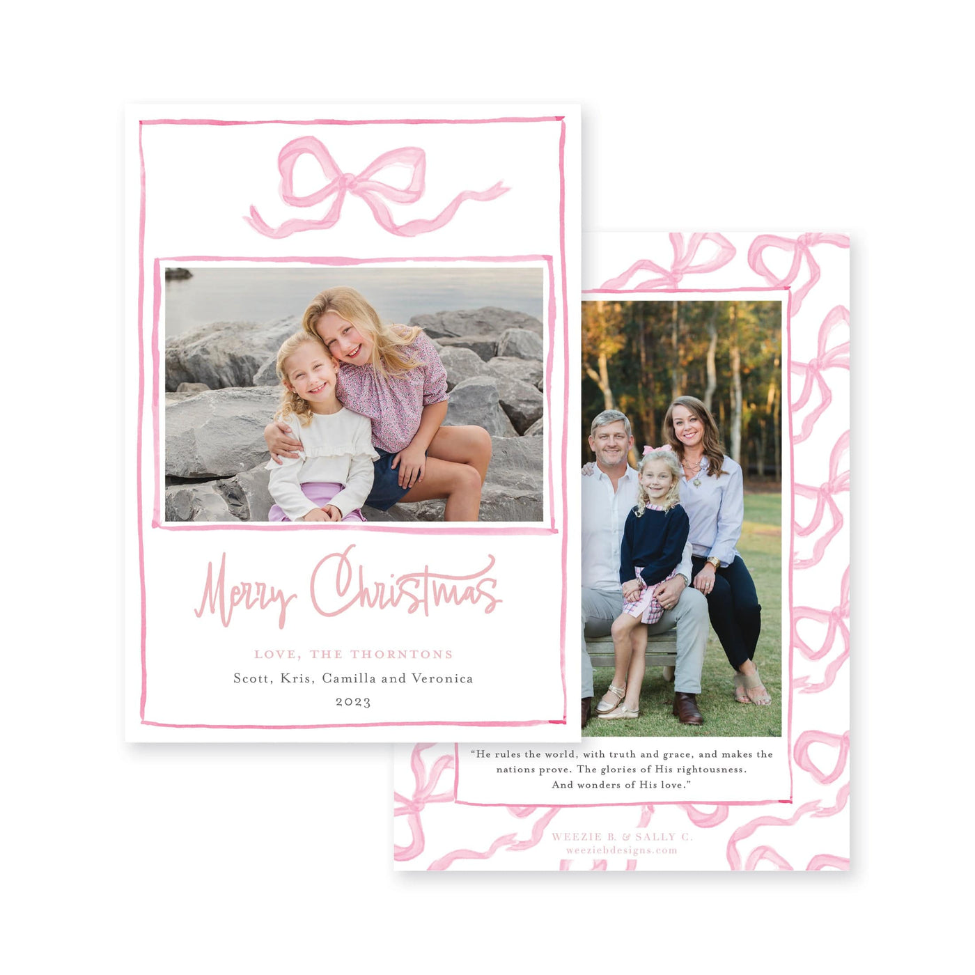 Bouncing Bow Multiphoto Vertical Christmas Card