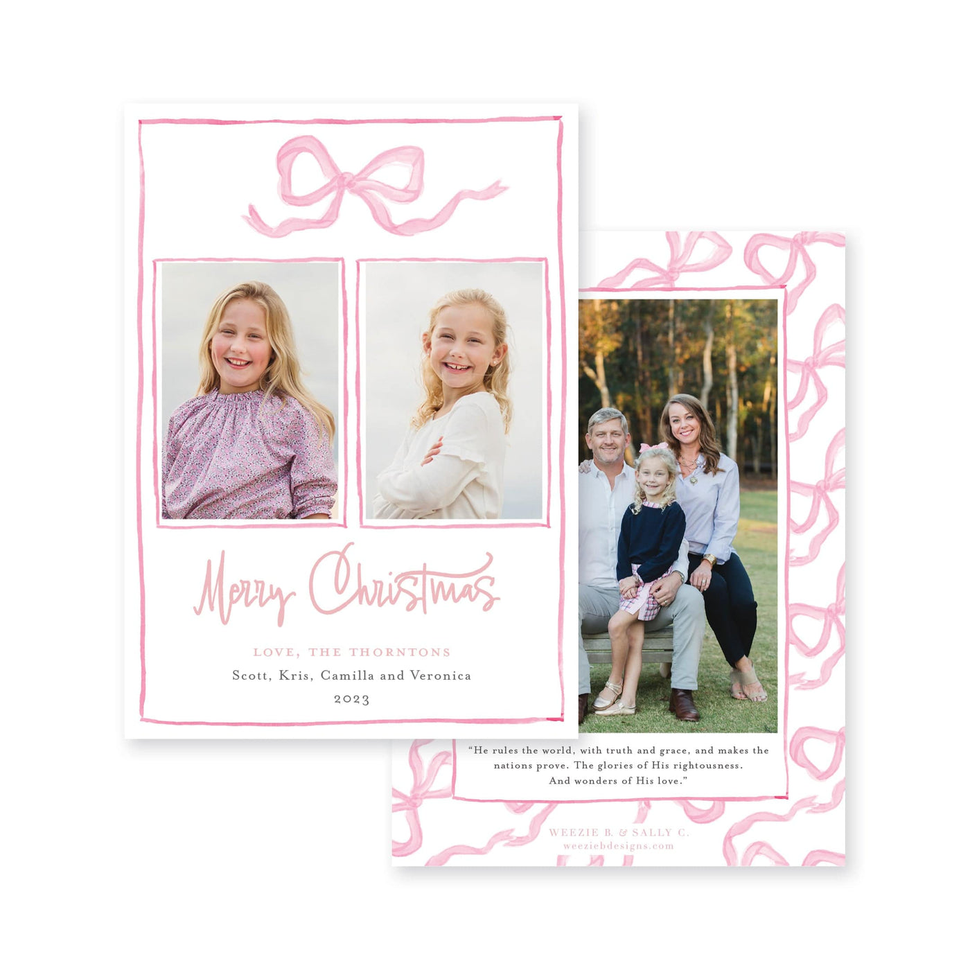 Bouncing Bow Multiphoto Vertical Christmas Card