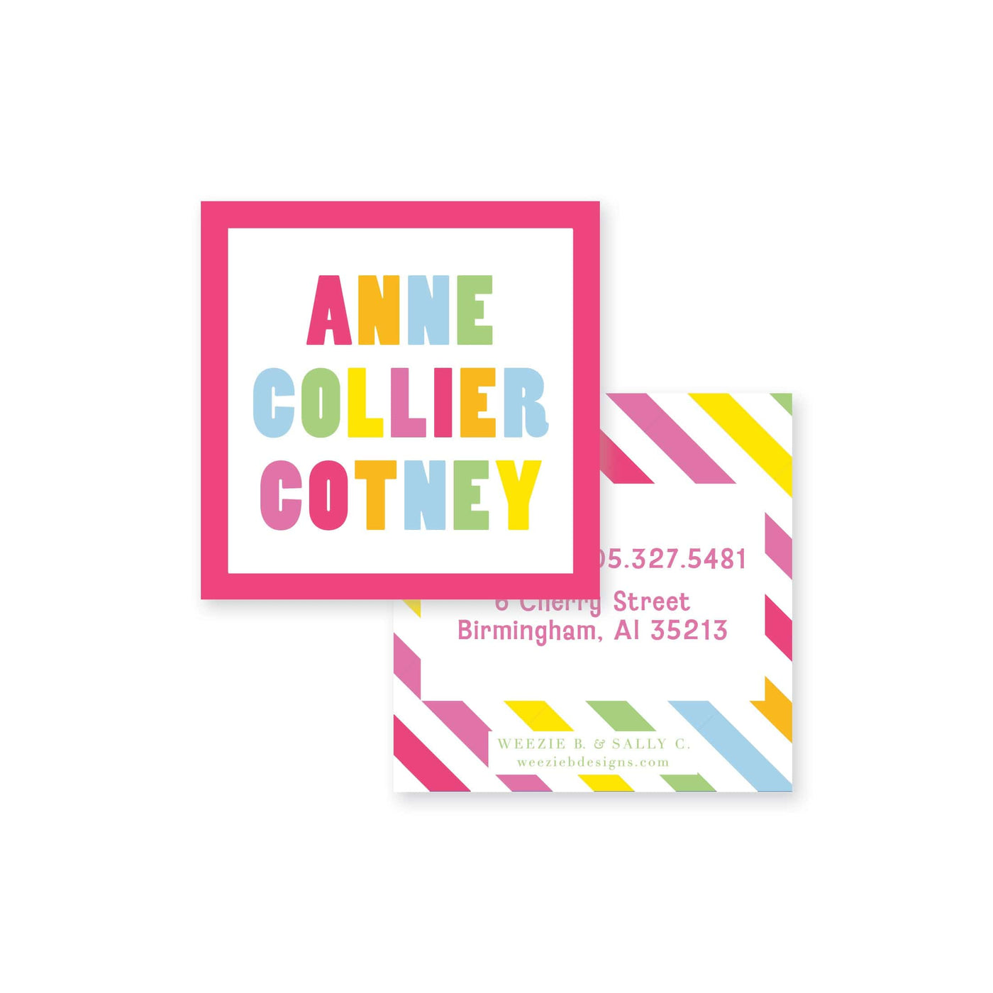 Rainbow Letters Info Calling Card