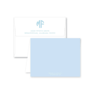 Solid Circle Monogram Folded Note Card