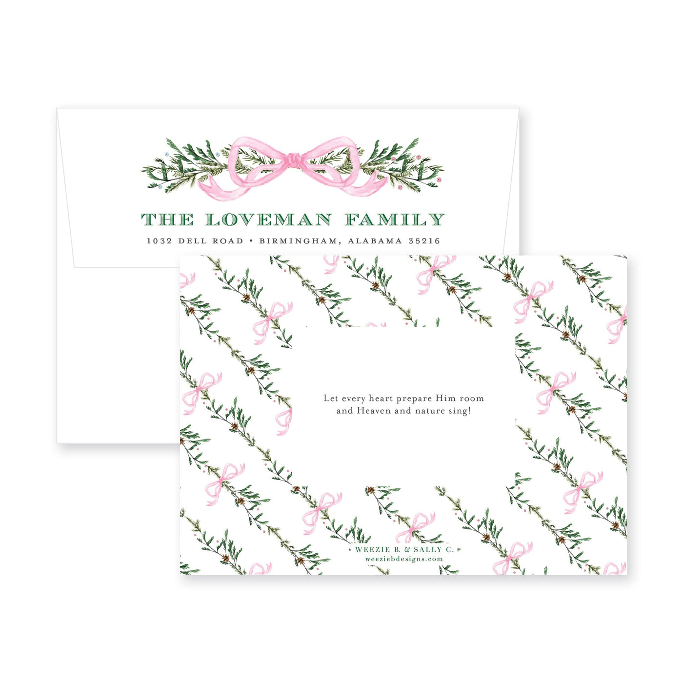 Elegant Evergreen Horizontal Christmas Card