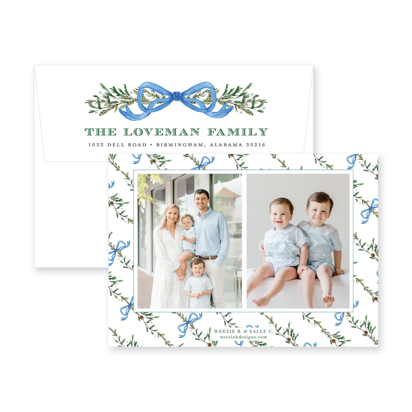 Elegant Evergreen Horizontal Christmas Card