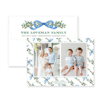 Elegant Evergreen Horizontal Christmas Card