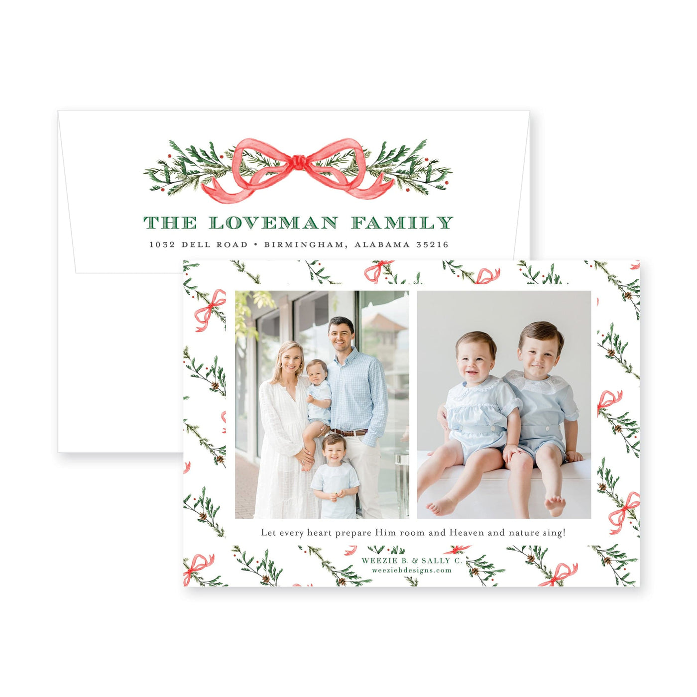 Elegant Evergreen Horizontal Christmas Card