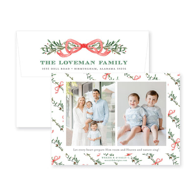 Elegant Evergreen Horizontal Christmas Card