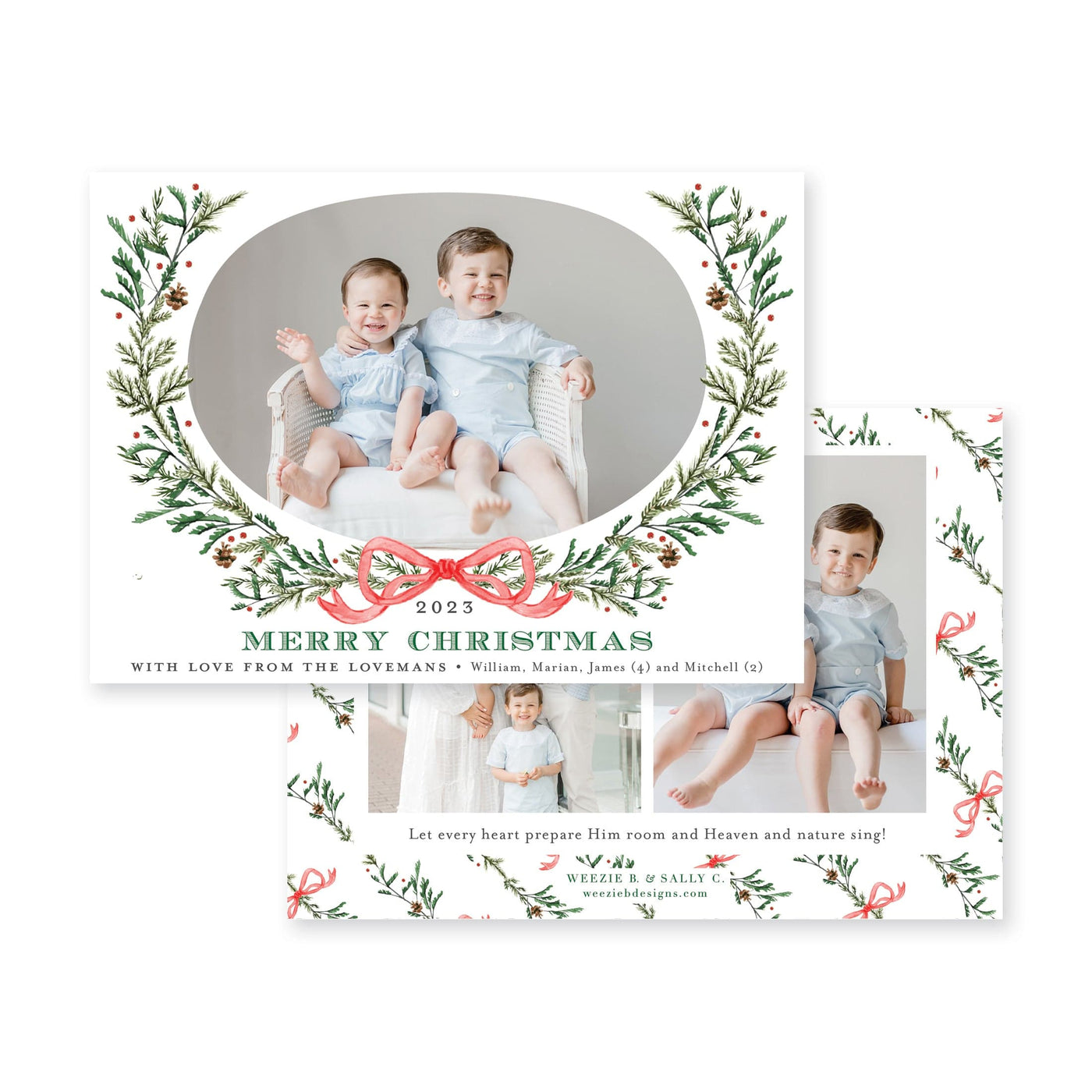 Elegant Evergreen Horizontal Christmas Card