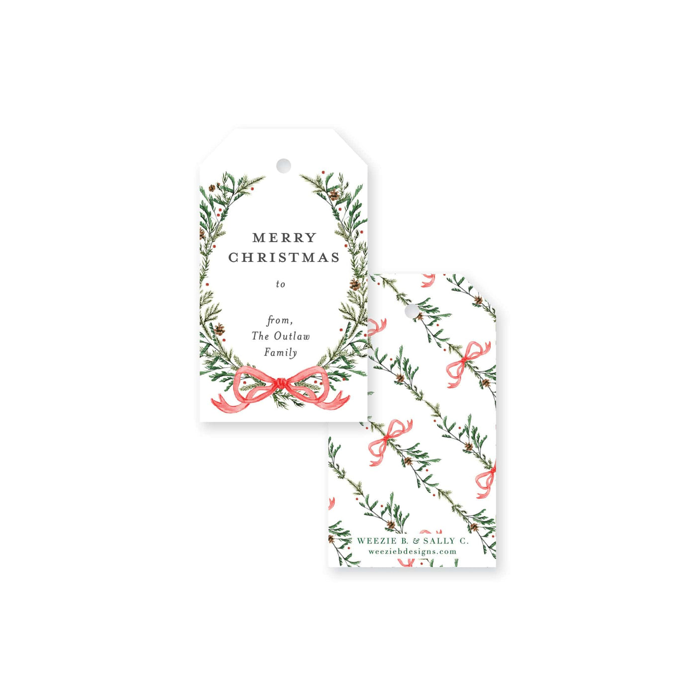 Elegant Evergreen Christmas Gift Tag