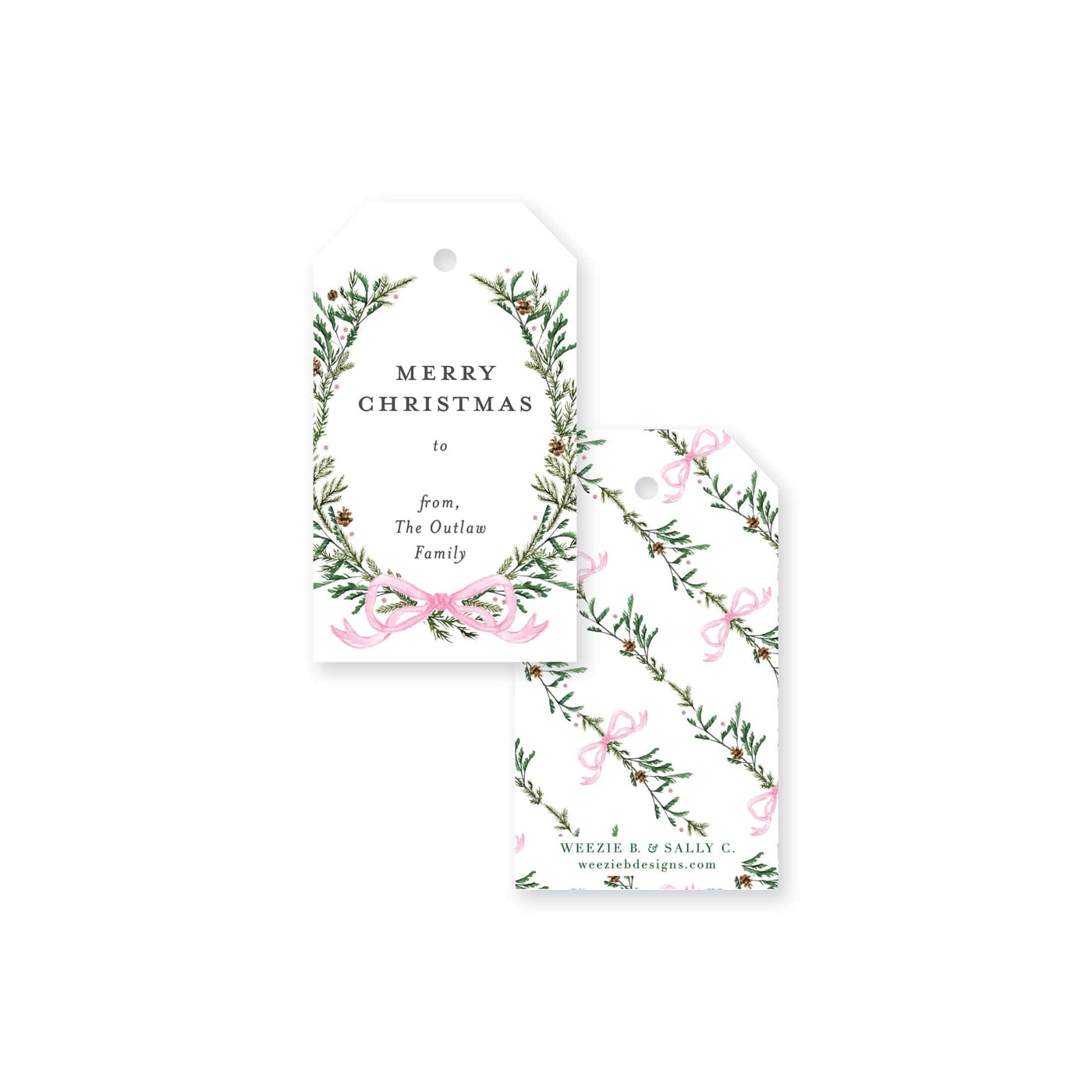 Elegant Evergreen Christmas Gift Tag