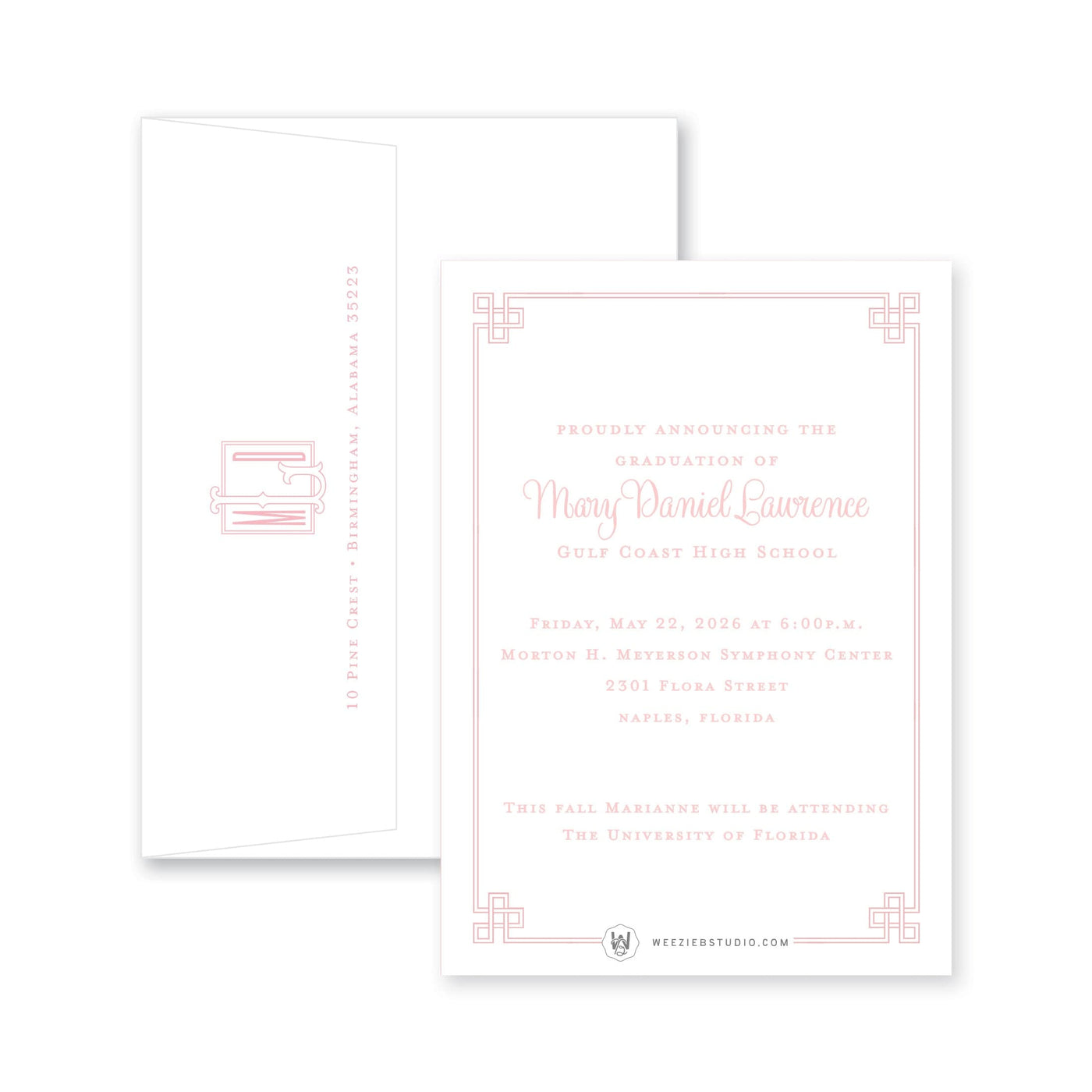 Double Fancy Double Fancy Border Vertical Graduation Announcement – Weezie B. Studio