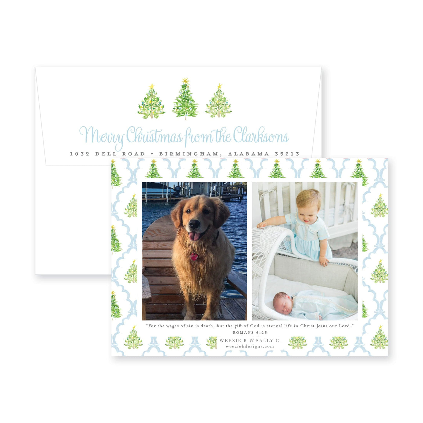 Flanking Oh Christmas Tree Horizontal Christmas Card