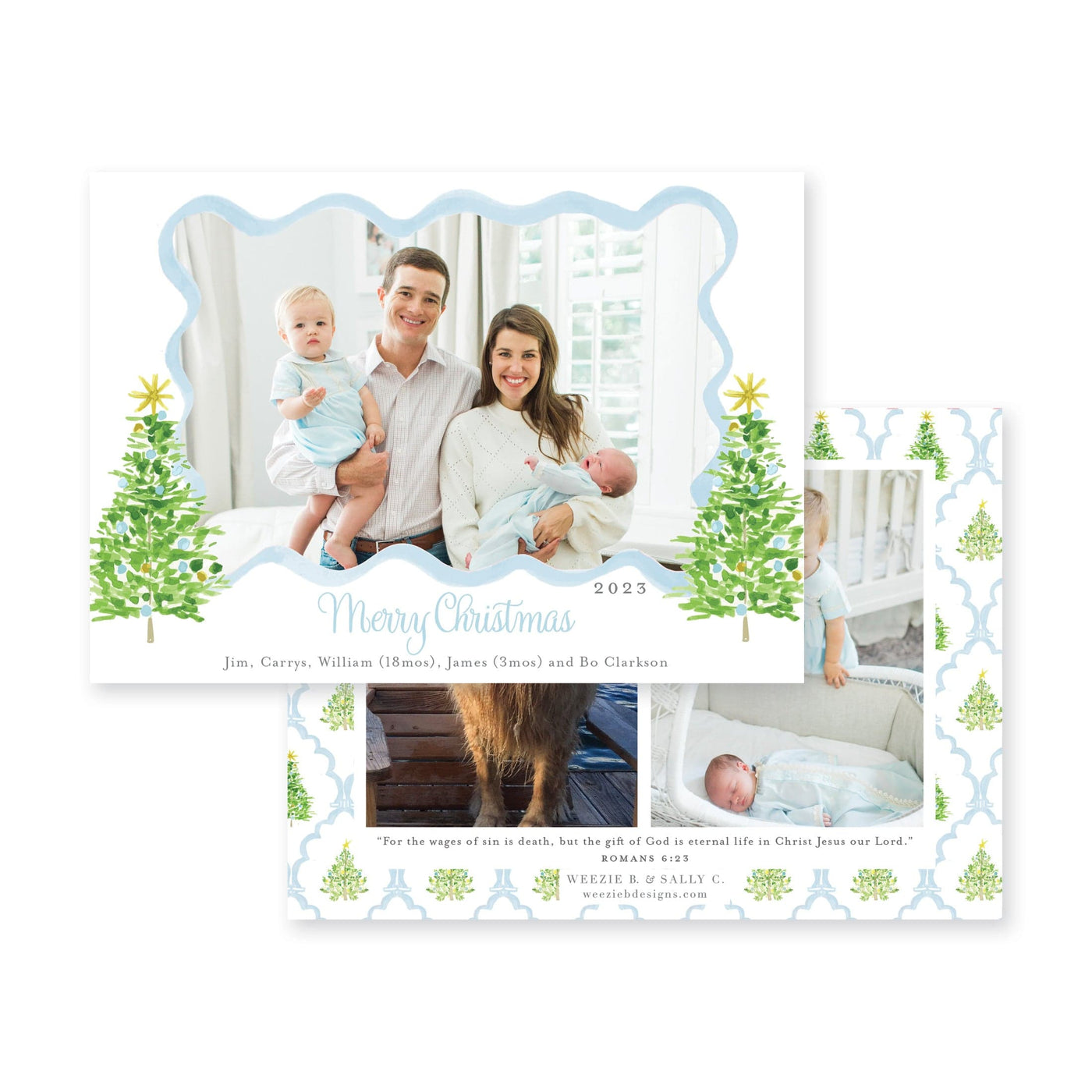 Flanking Oh Christmas Tree Horizontal Christmas Card
