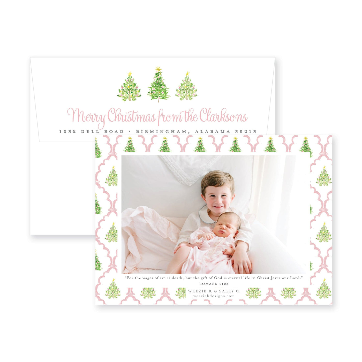 Flanking Oh Christmas Tree Horizontal Christmas Card
