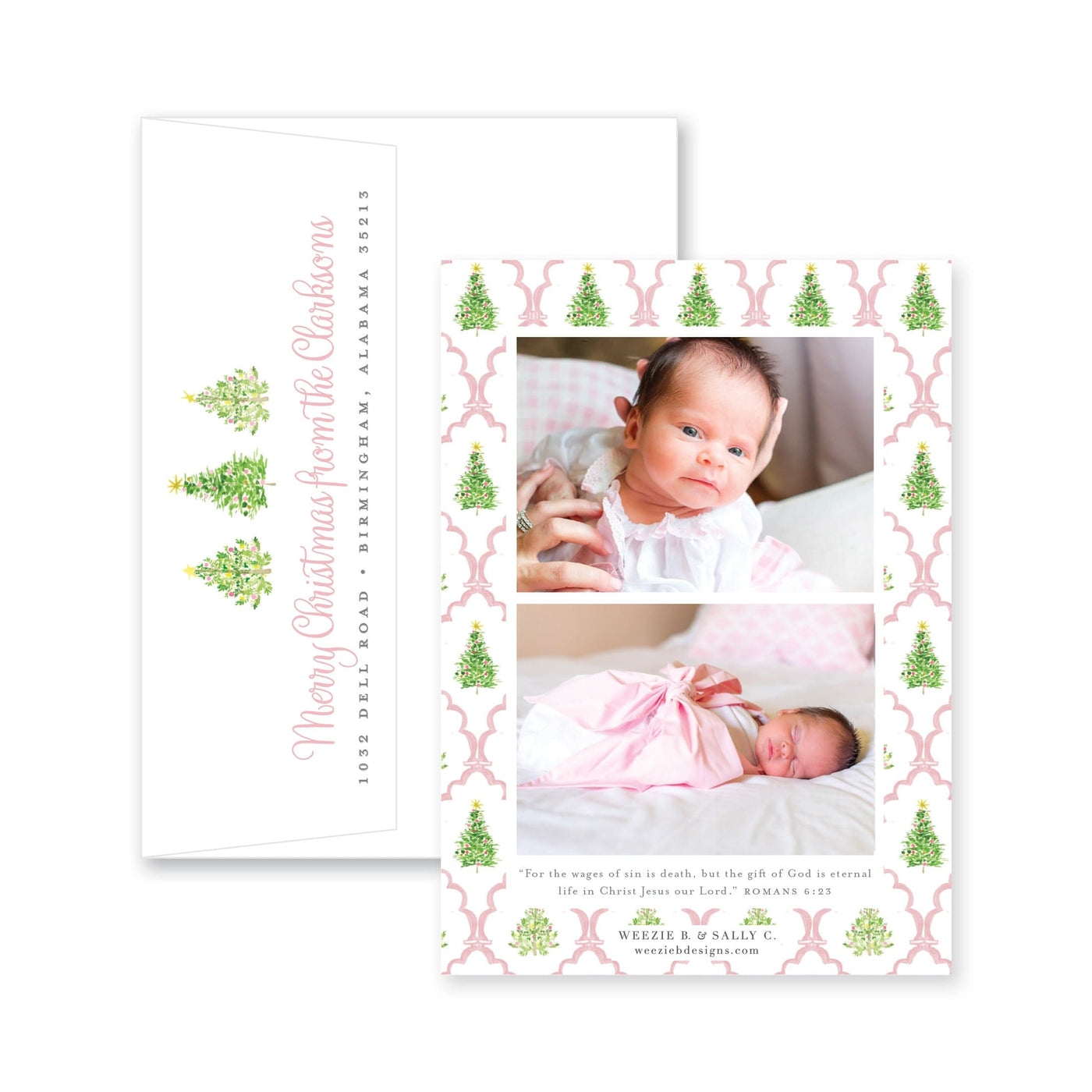 Flanking Oh Christmas Tree Vertical Christmas Card