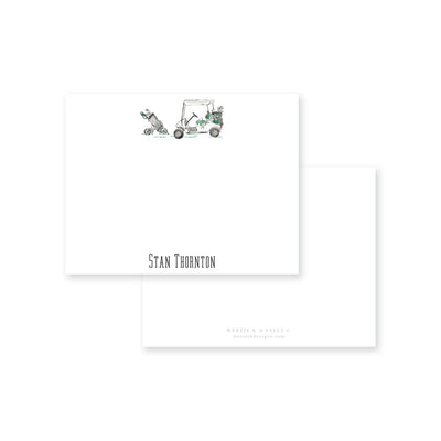 Golf Cart Watercolor Flat Note Card