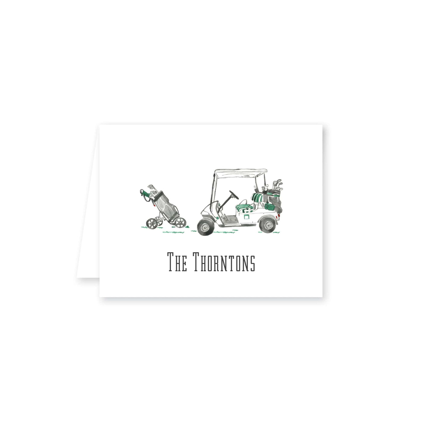 Golf Cart Watercolor Folded Note Card