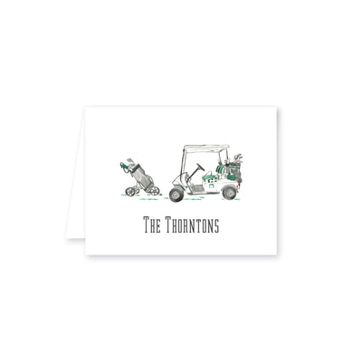 Golf Cart Watercolor Folded Note Card