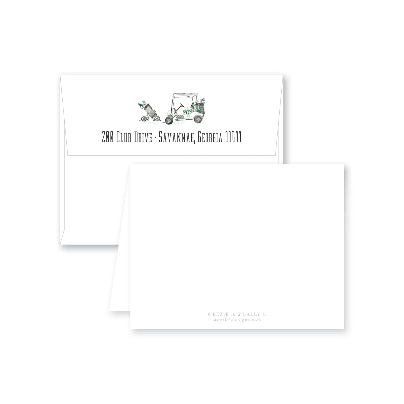 Golf Cart Watercolor Folded Note Card