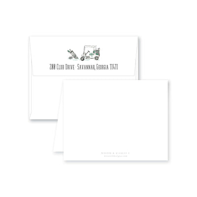 Golf Cart Watercolor Folded Note Card