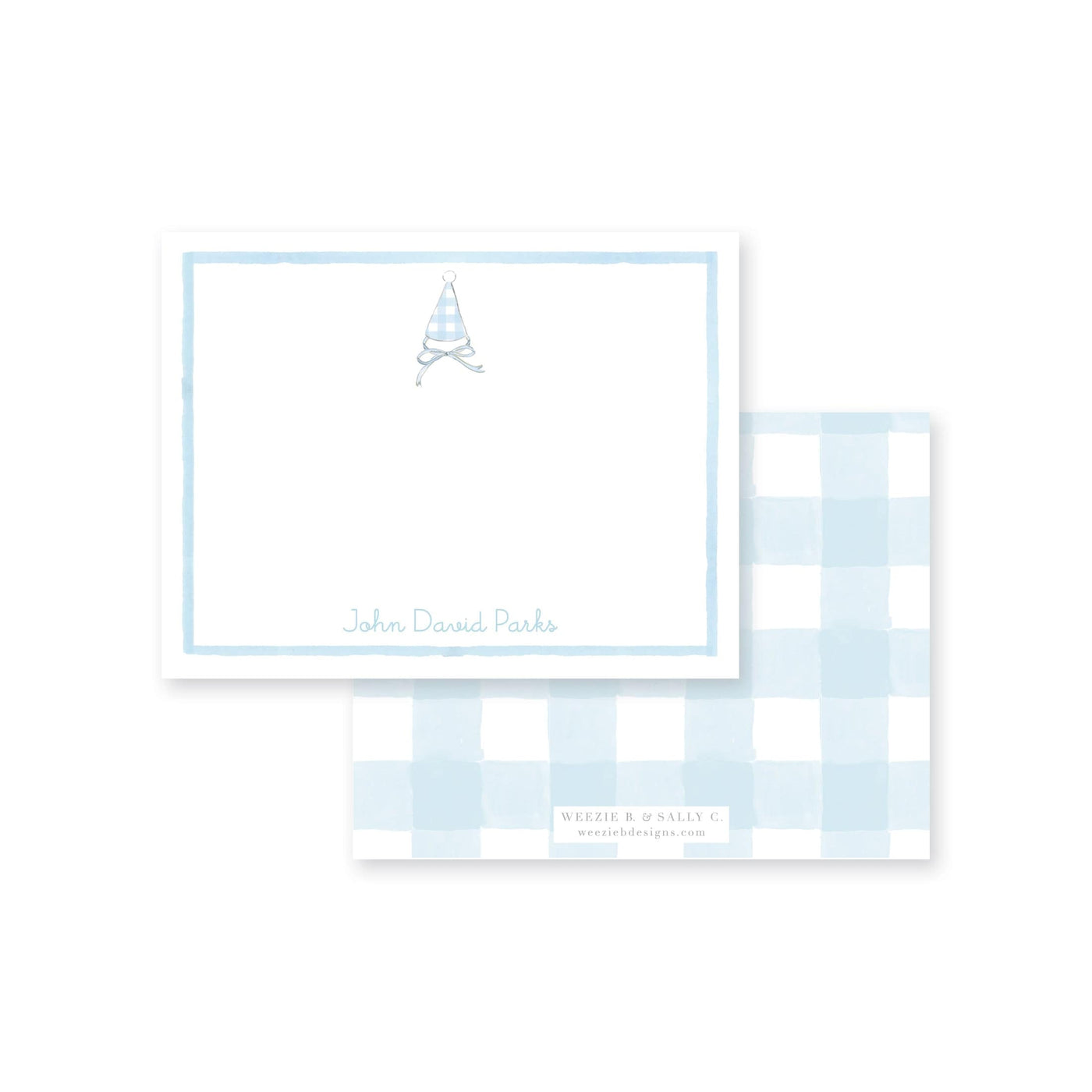 Gingham Party Hats Flat Note Card