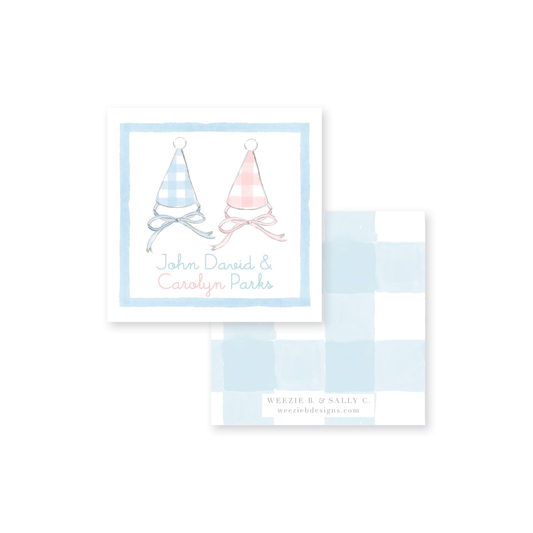 Gingham Party Hats Calling Card – Weezie B. Studio