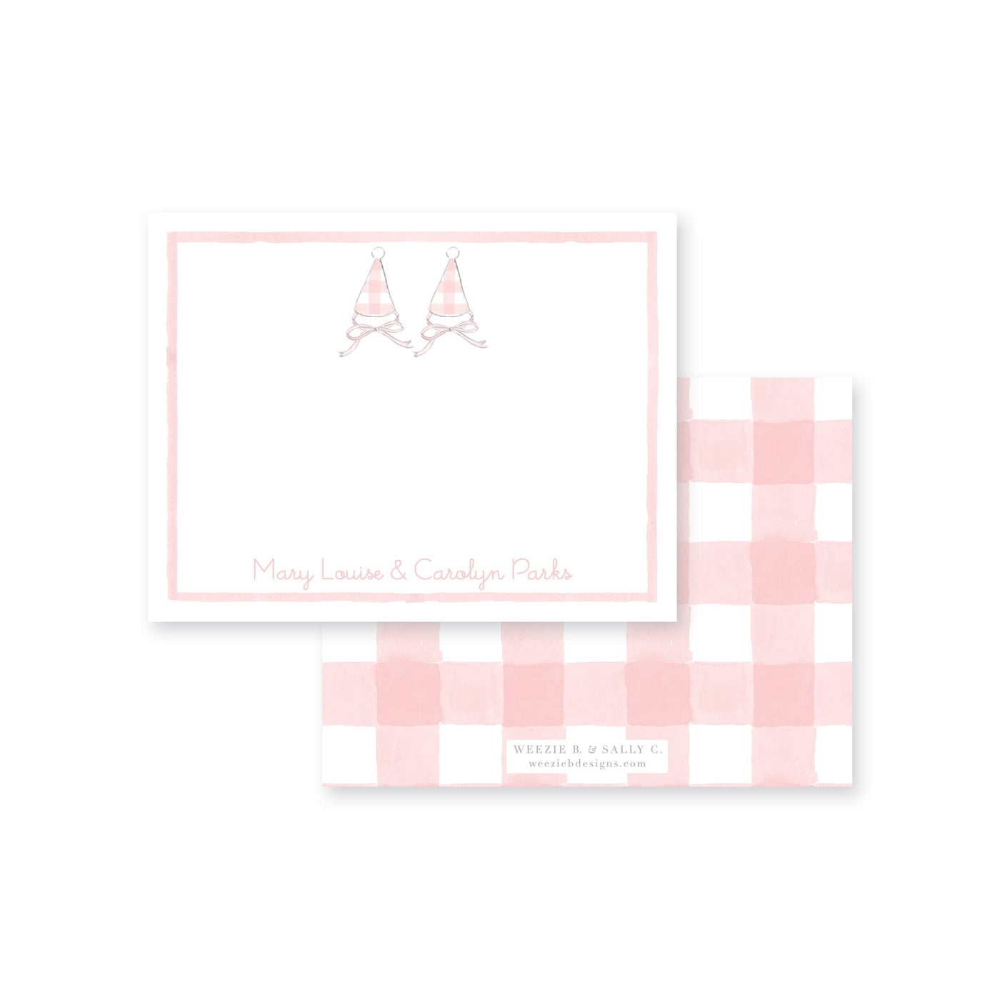 Gingham Party Hats Flat Note Card
